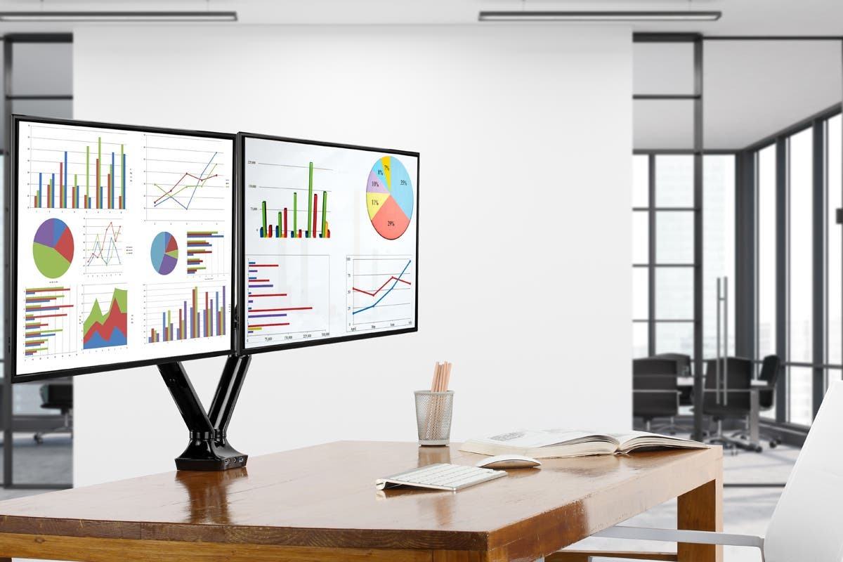 Kogan Full Motion Gas Spring Dual Monitor Mount at Mighty Ape NZ