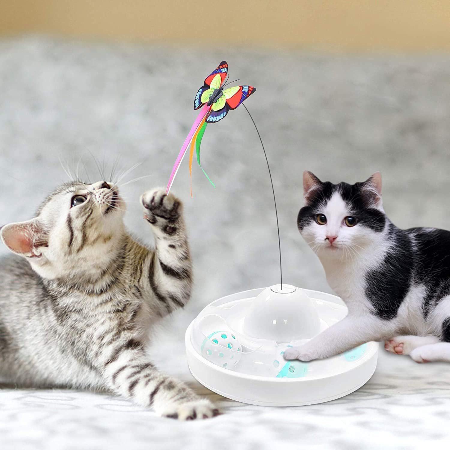 Butterfly Turntable - Interactive Pet Toy (White) image