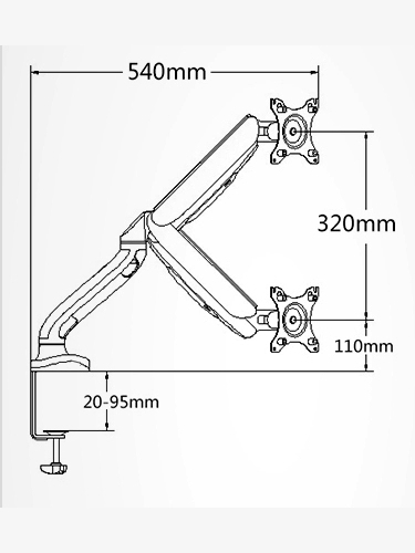 Gorilla Arms Single Gas Spring Powered Monitor Mount - Black