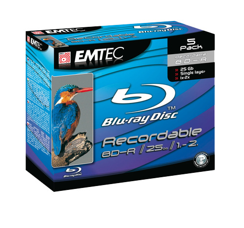 Emtec Blu-ray BD-R (6x) Jewel Case - 5 Pack