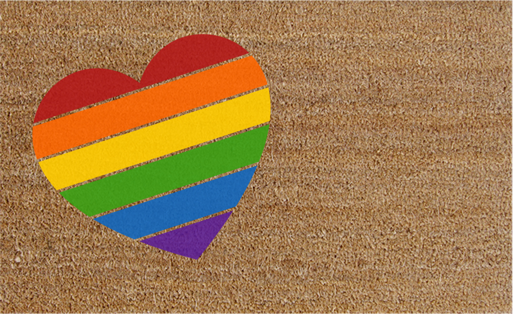 Natural Fibre Doormat - Rainbow Heart image