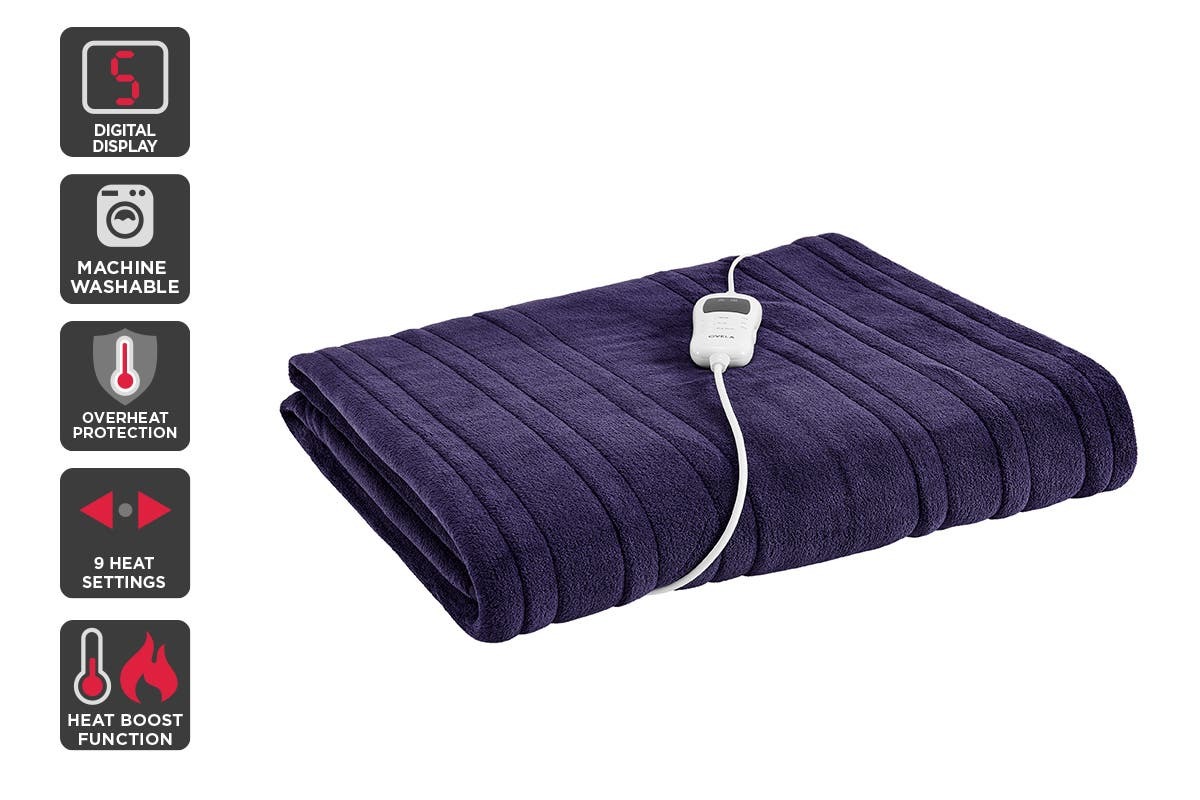 Ovela Washable Plush Electric Heated Throw Blanket (160cm x 130cm