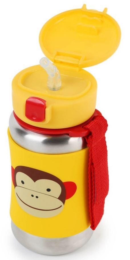 Skip Hop: Zoo Stainless Steel Straw Bottle - Monkey image