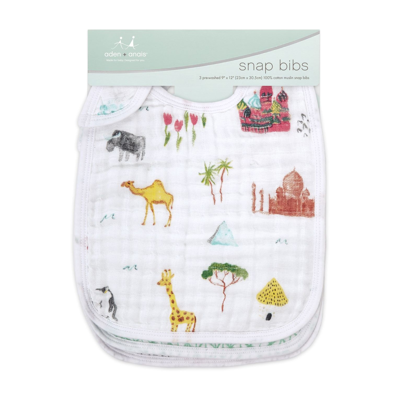 Aden + Anais: Classic Snap Bib - Around The World (3 Pack)