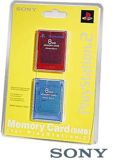 Sony PS2 Official Memory Card Twin Pack - Red and Blue image