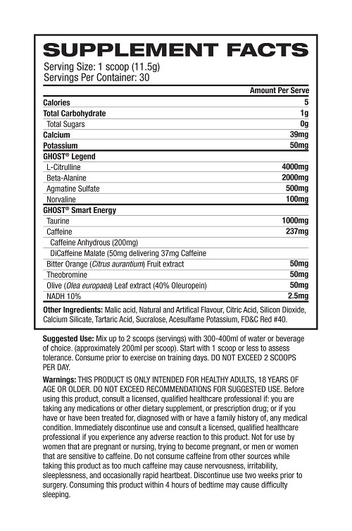 Buy Ghost Legend PreWorkout Sour Watermelon (30 Serves) at Mighty Ape NZ