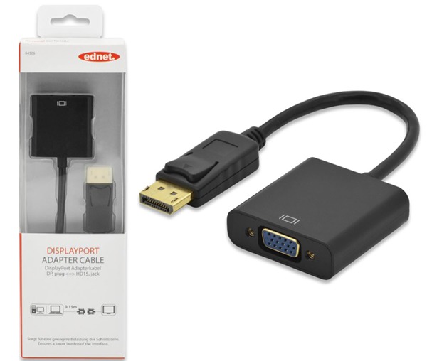 Ednet DisplayPort (M) to VGA (F) Adapter Cable image