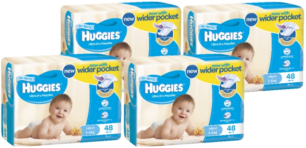 Huggies Ultra Dry Nappies Bulk Shipper - Infant Boy 4-8kg (192)