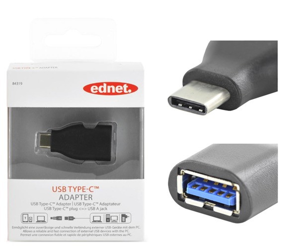 Ednet USB 3.1 Type-C (M) to USB Type A (F) Adapter image