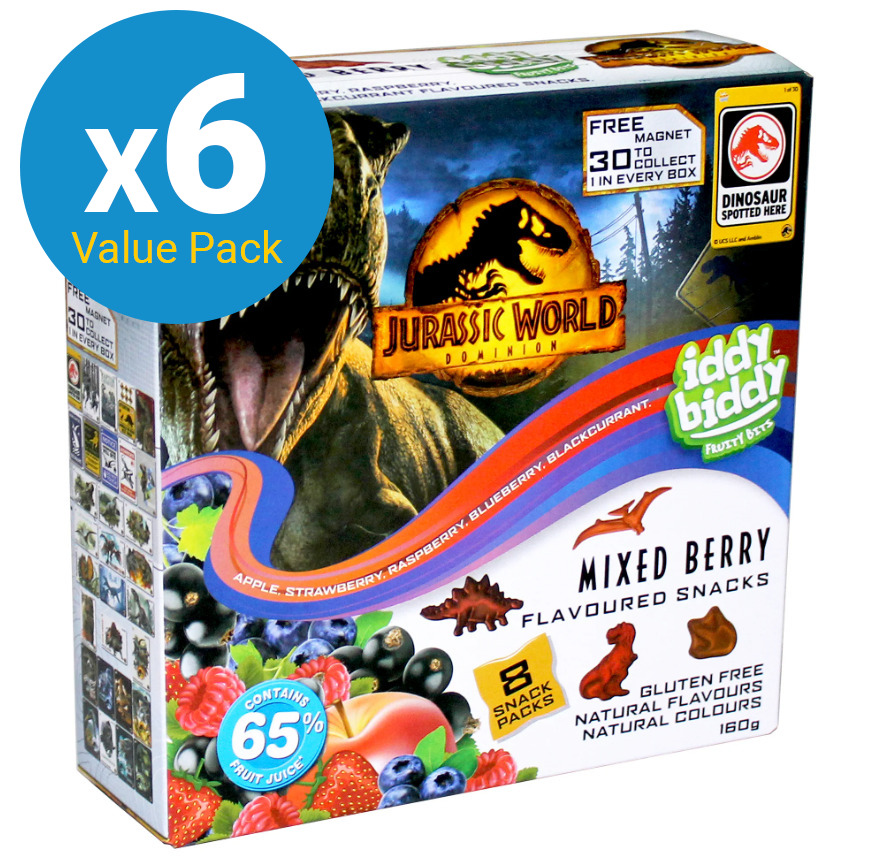 Iddy Biddy Jurassic World Fruit Snacks 6x180g at Mighty Ape NZ