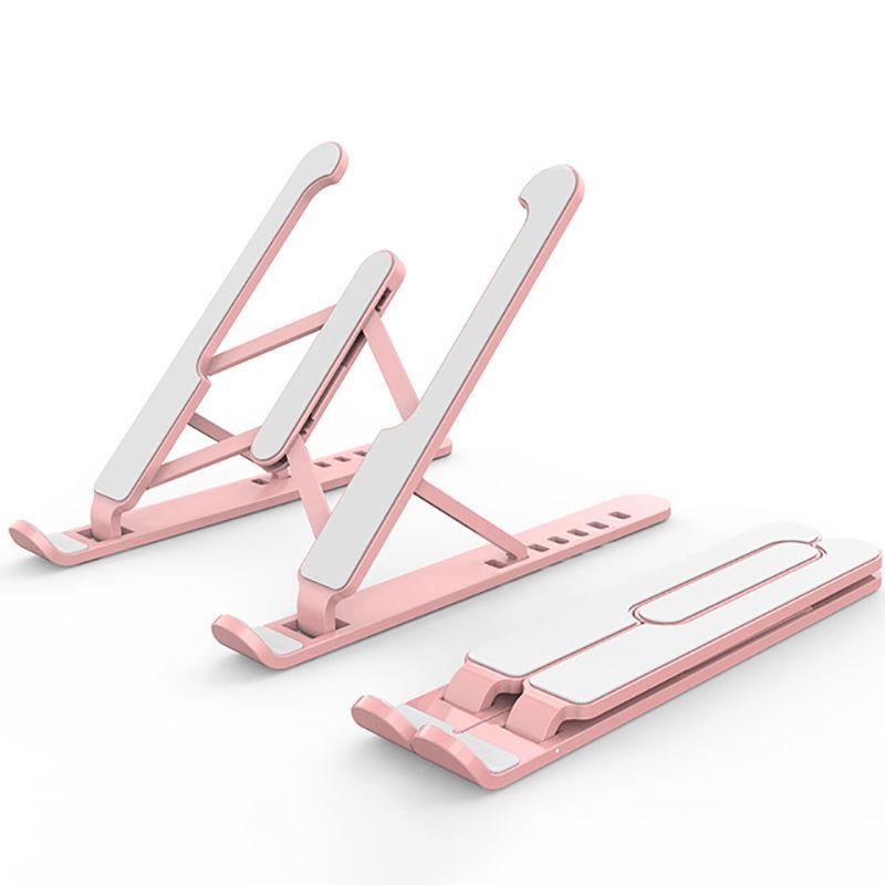 Adjustable Foldable Desktop Notebook Holder Laptop Stand - Pink image
