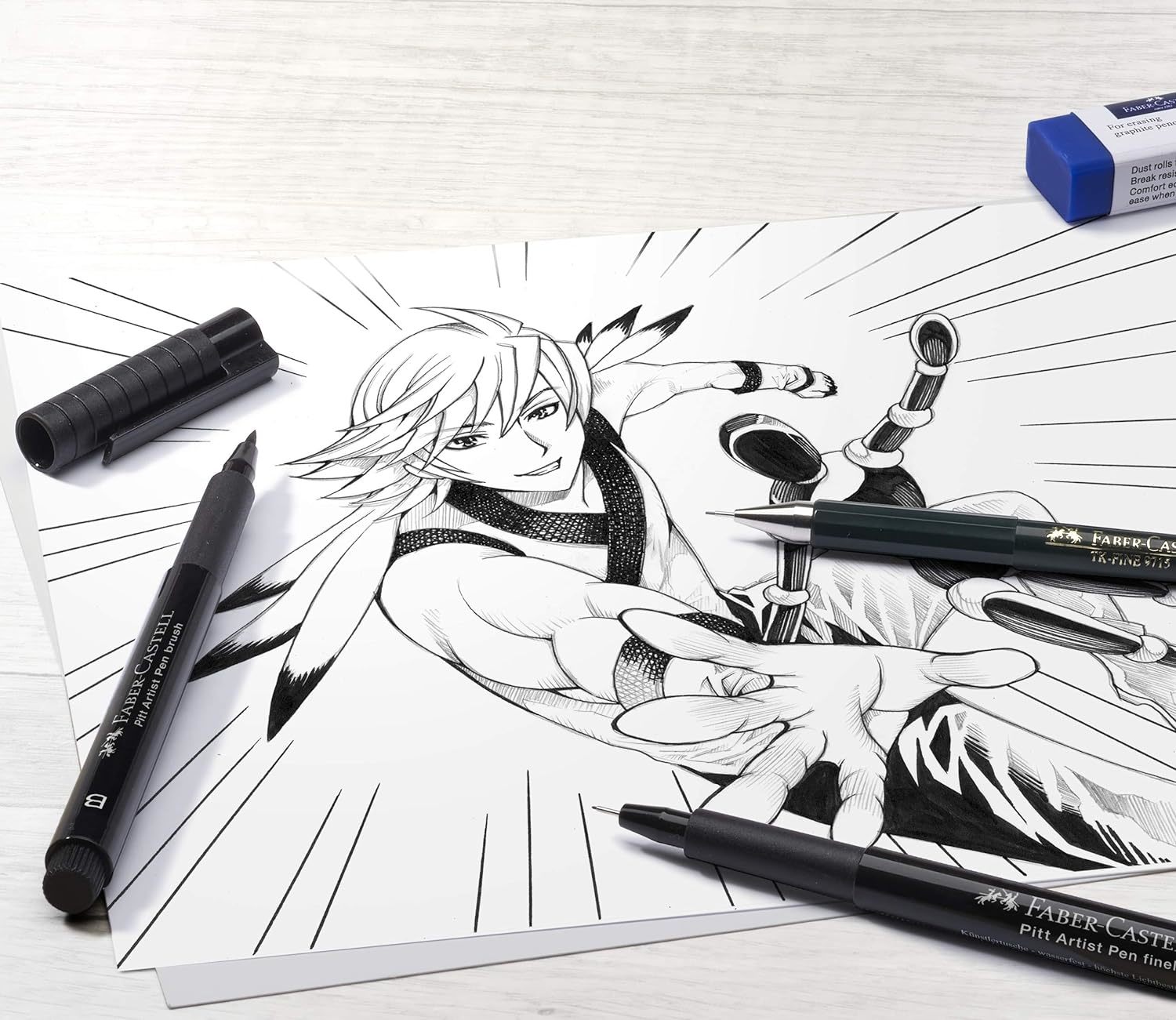 Buy FaberCastell Pitt Artist Pens Manga Black Set of 4 at Mighty Ape NZ