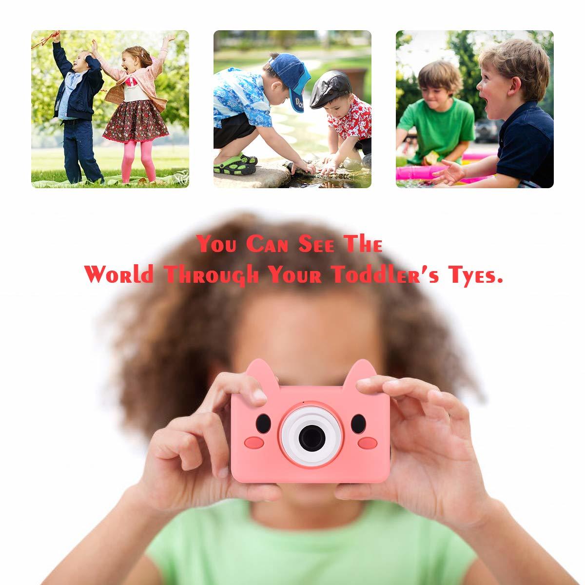 kids Digital Camera 1080P with 8GB SD Card - Pink Pig image