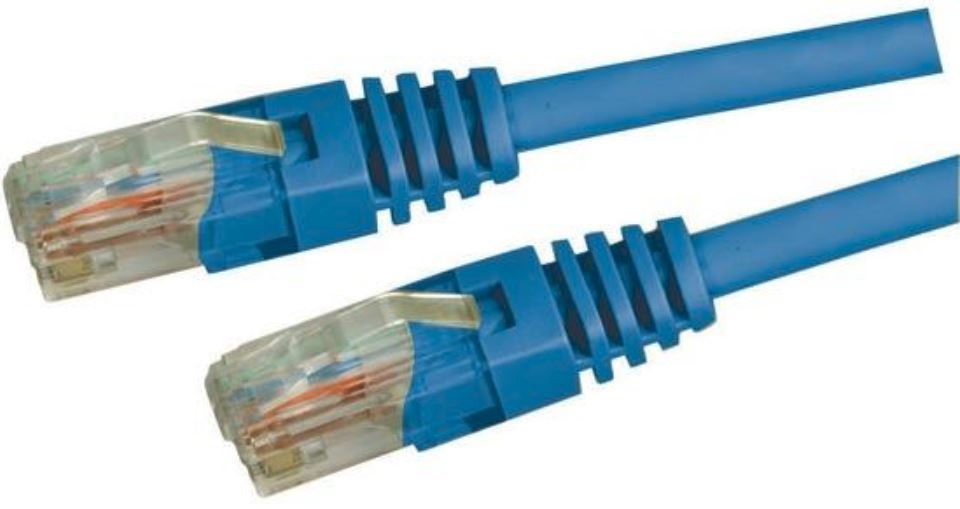 DYNAMIX Cat5e UTP Patch Lead (T568A Specification) 100MHz Slimline Moulding & Latch Down Plug 24AWG - Blue (1m) image