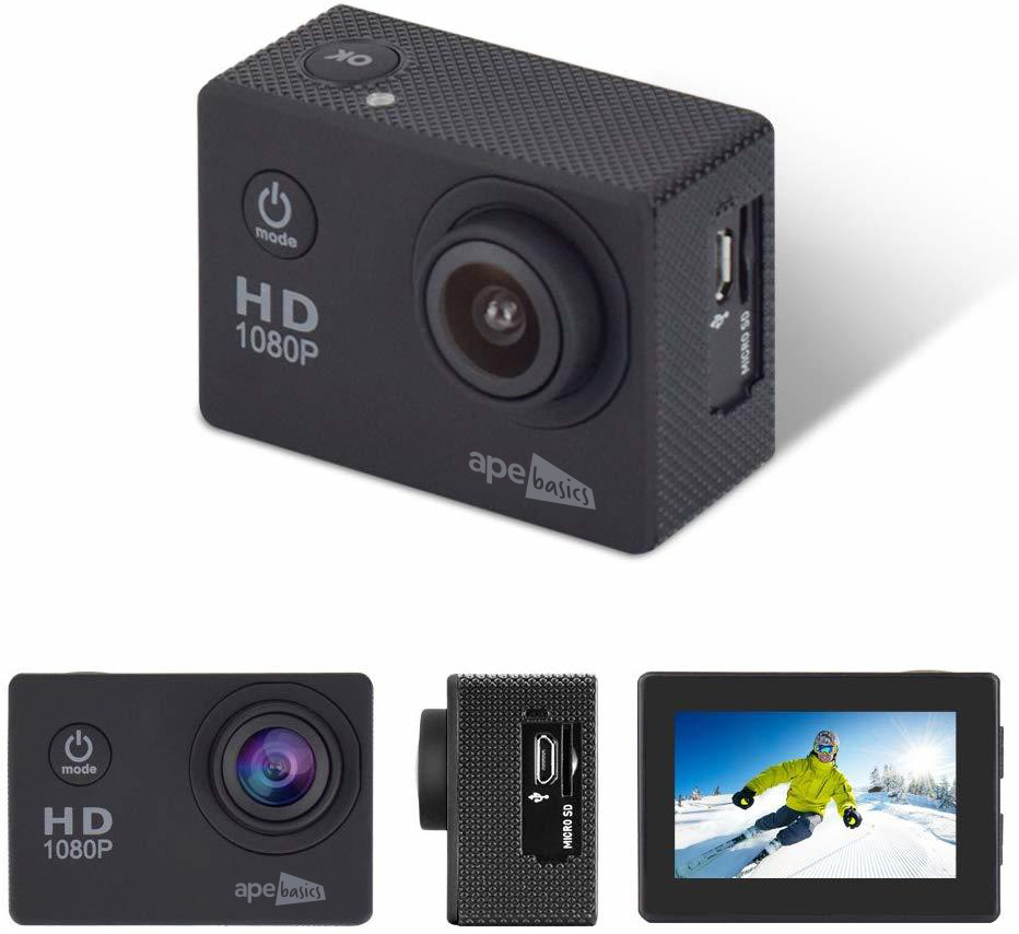 Ape Basics: 1080P Waterproof Action Camera - Black image