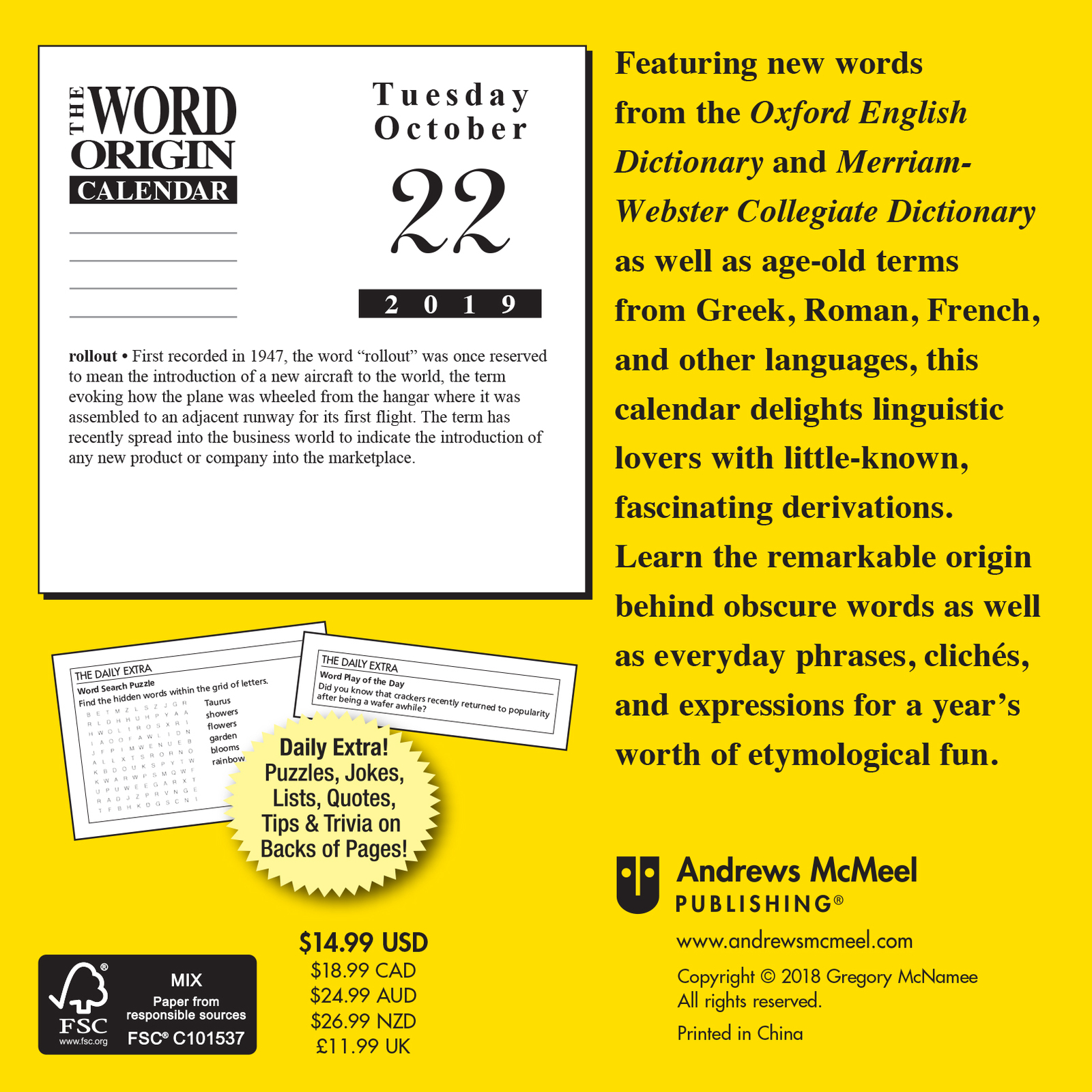 word origin 2019 day to day calendar calendar gregory mcnamee a word a day calendar