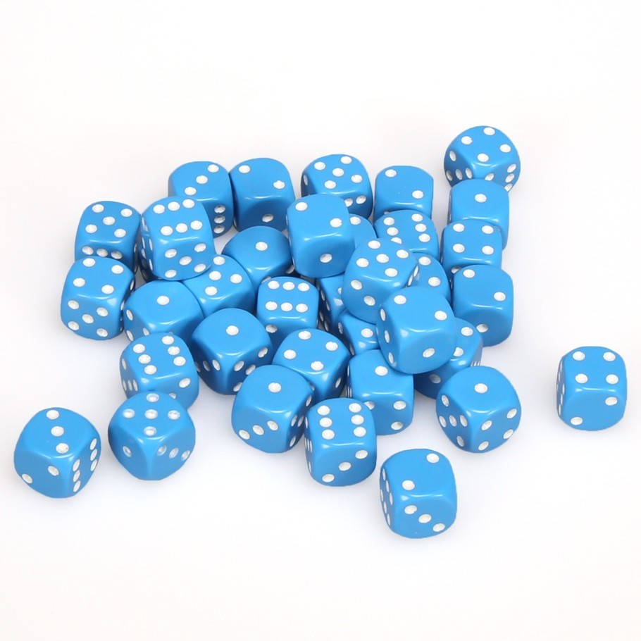 Chessex: D6 Opaque Cube Set (12mm) - Blue/White