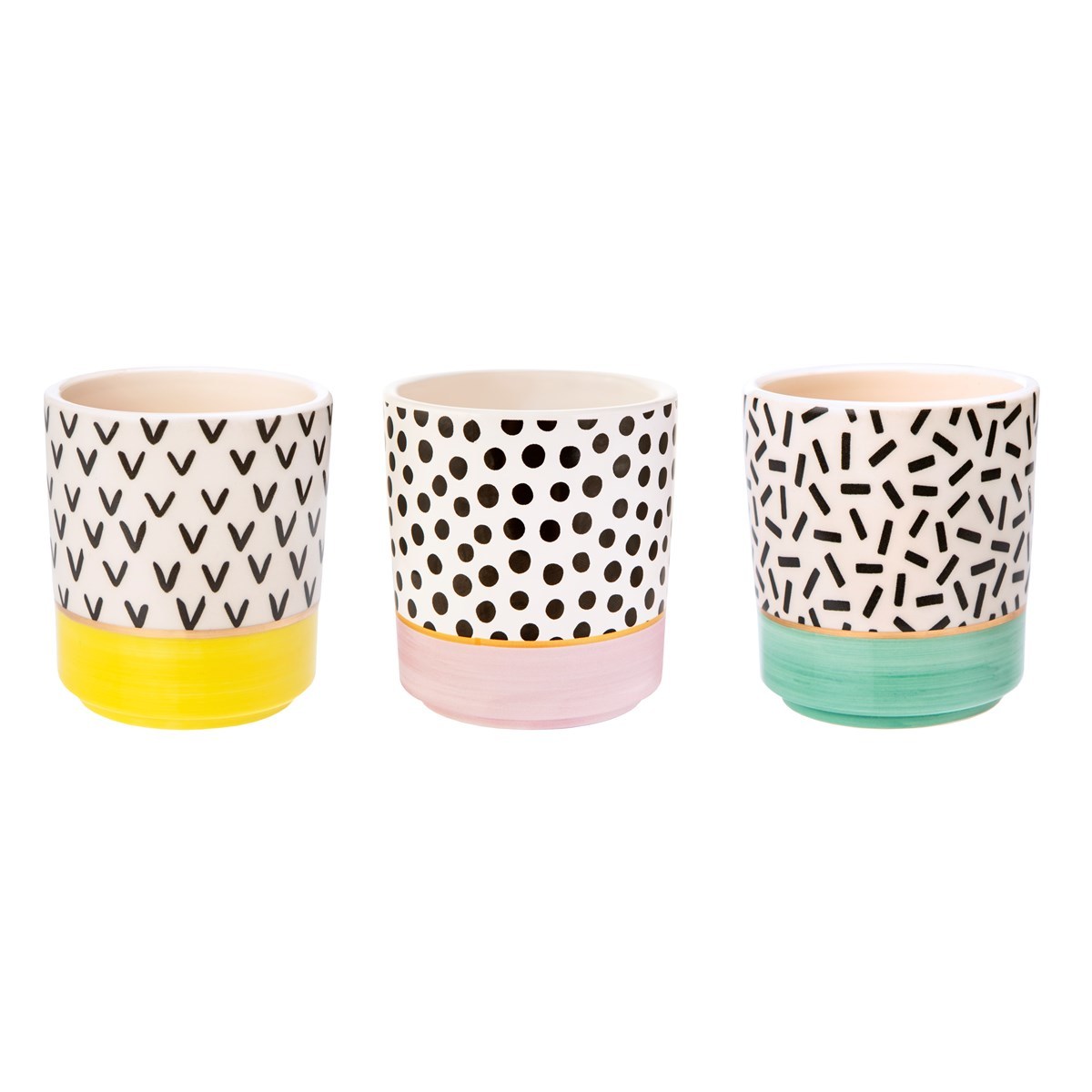 Memphis Modern Mini Pastel Planters (Set of 3)