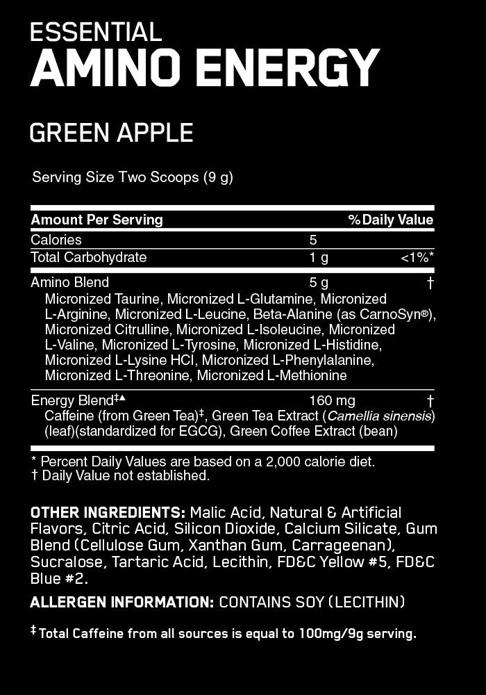 Optimum Nutrition Amino Energy Drink - Green Apple (30 Serves) image