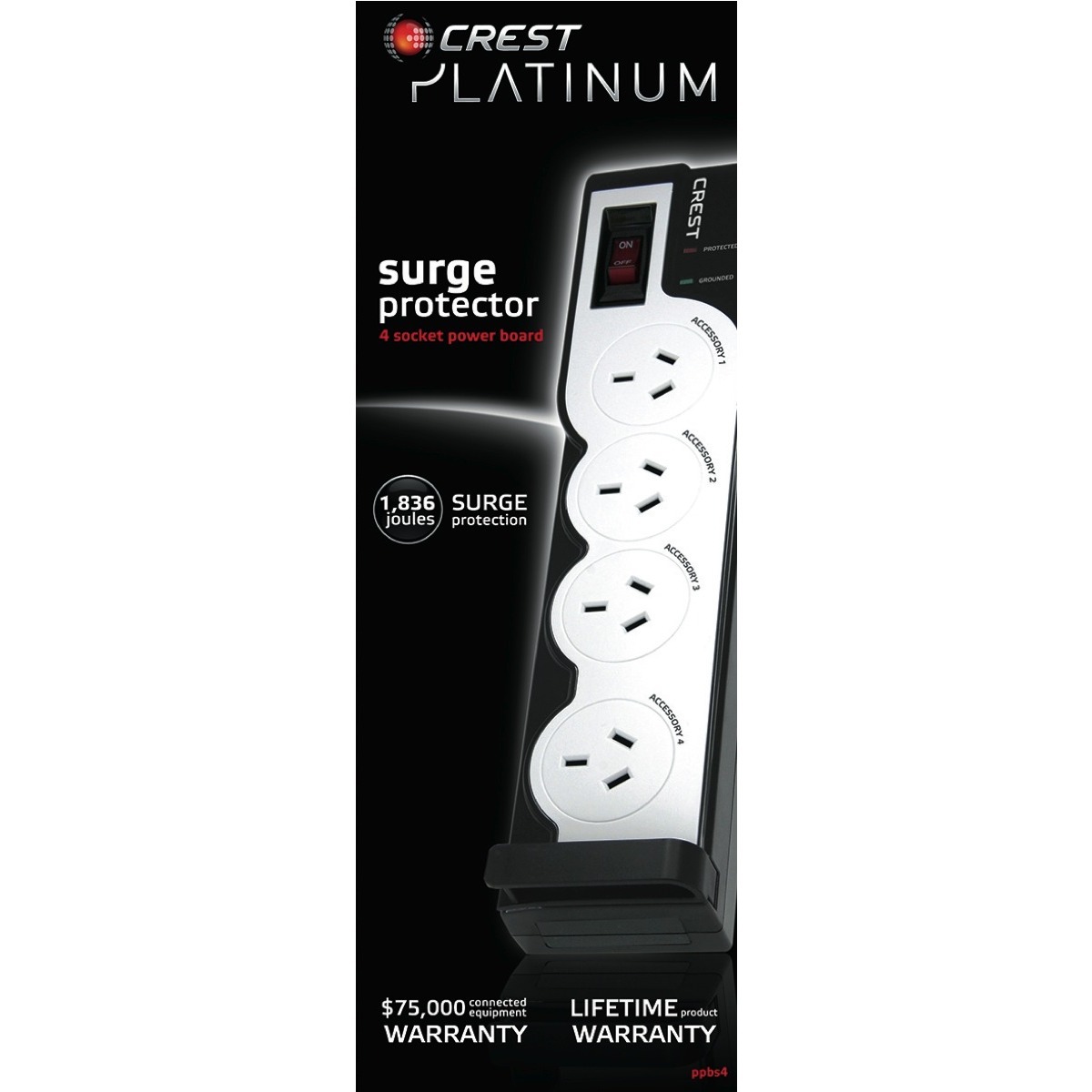 Crest Platinum 4x Socket Surge Protector at Mighty Ape Australia