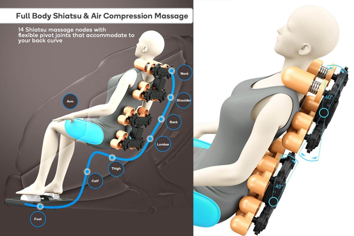 Kogan S1 ZeroGravity Heated Shiatsu Massage Recliner Chair (Grey) at