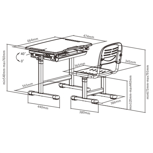 Kids Desk & Chair Set - Grey image