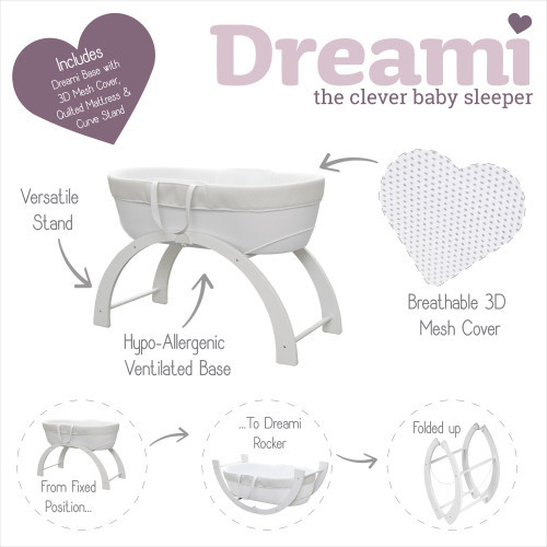 Shnuggle Dreami Moses Basket - White