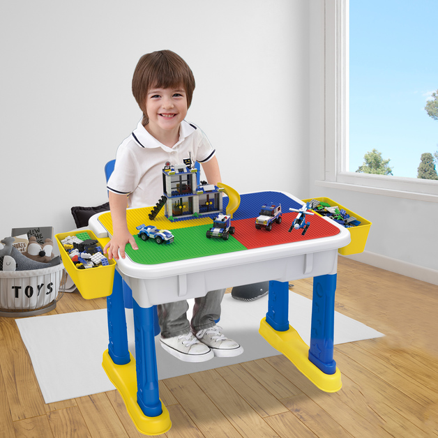 Zoink: Kids Adjustable Height Multifunctional Table & Chair Set - 444 Pieces Building Block