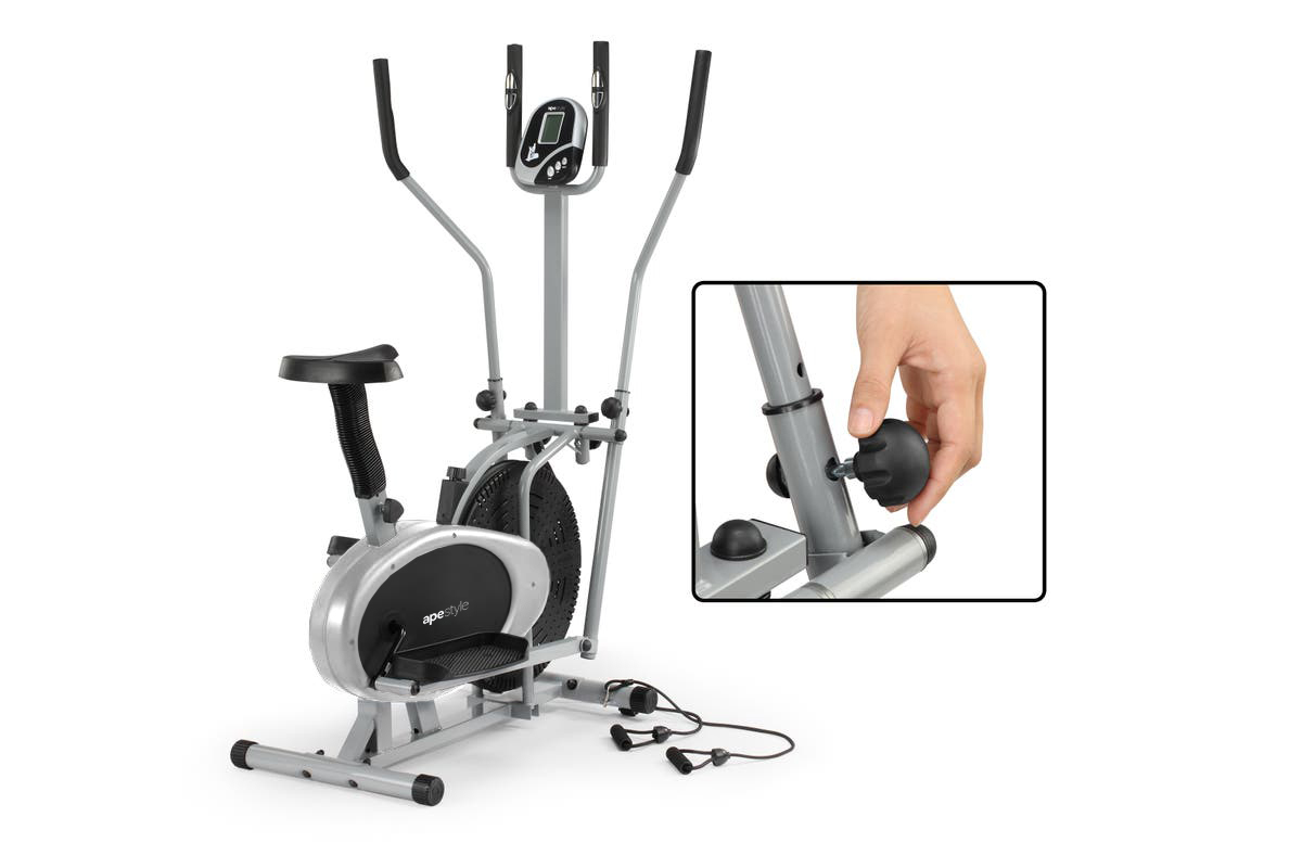 Ape Style Elliptical Cross Trainer with Heart Rate Monitor & Resistance Bands