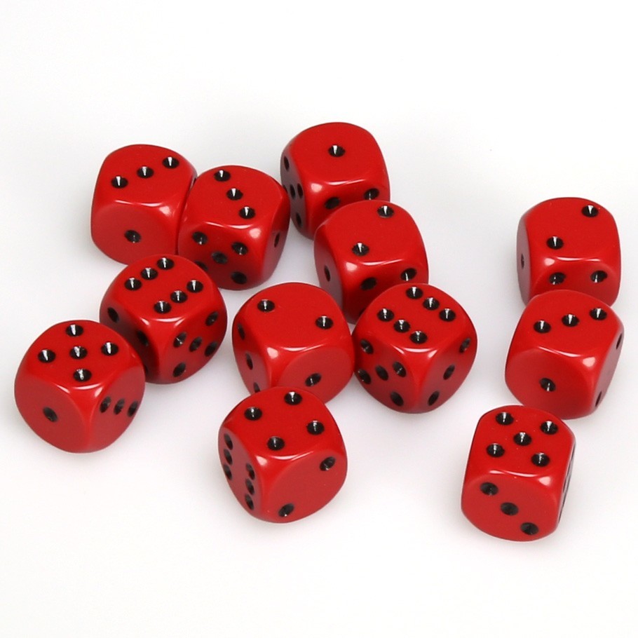 Chessex: D6 Opaque Cube Set (16mm) - Red/Black image