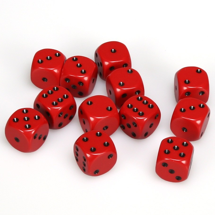 Chessex: D6 Opaque Cube Set (16mm) - Red/Black