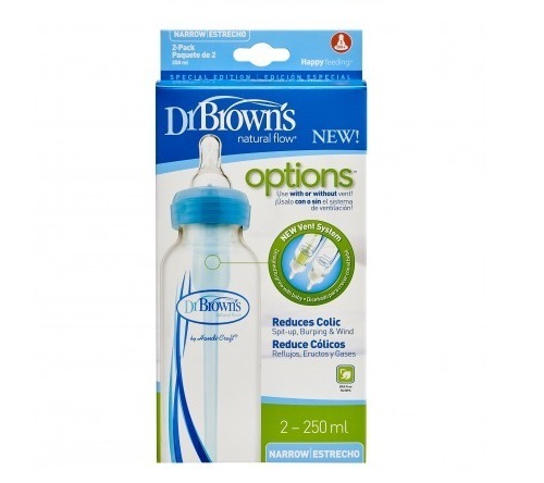 Dr Brown's 250ml Feeding Bottle with Level 1 Teat - 2 Pack image