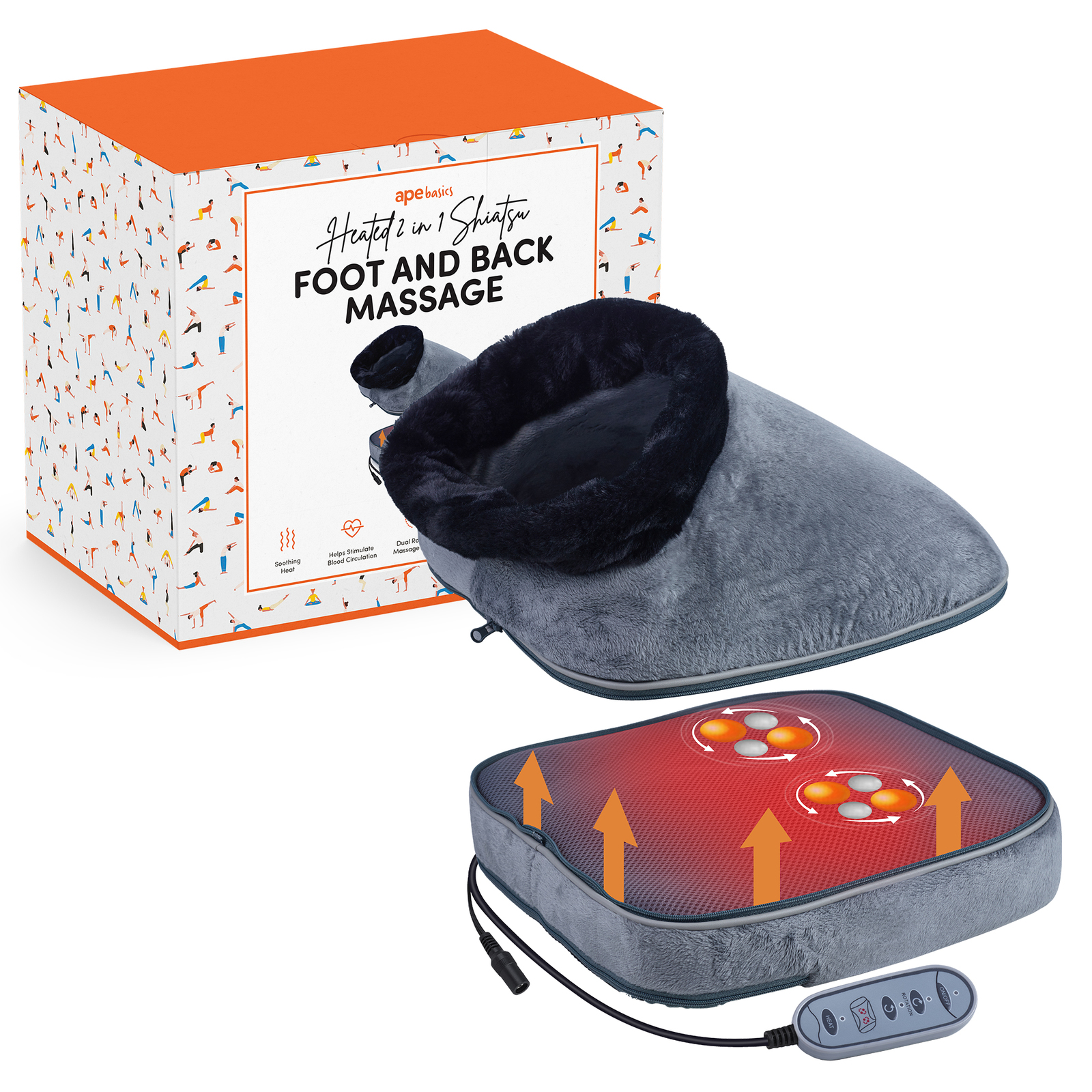 Ape Basics Heated 2-in-1 Shiatsu Foot And Back Massager image