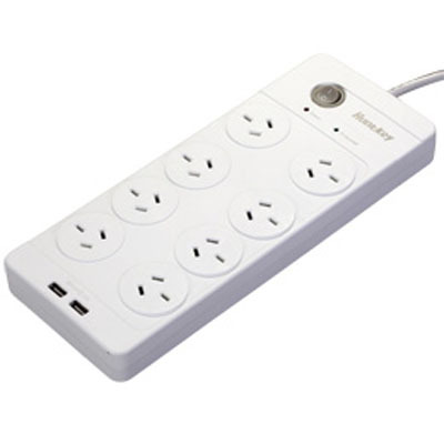 Huntkey 8 Outlet Surge Protected Powerboard with Dual 5V 2.1A USB Ports image
