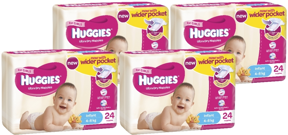 Huggies Ultra Dry Nappies Convenience Shipper: Infant Girl 4-8kg (96)