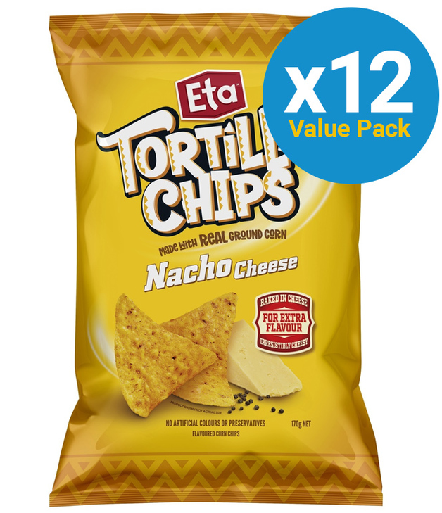 Eta Tortilla Chips Nacho Cheese 170g (12 Pack) at Mighty Ape NZ