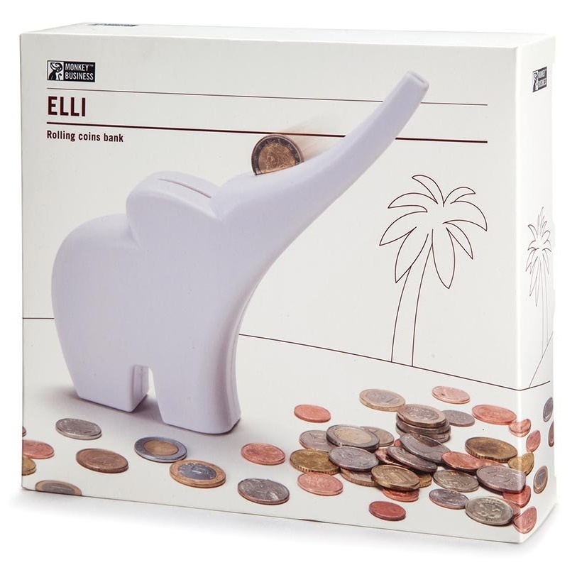 Monkey Business: Elli Rolling Coins Bank - White image