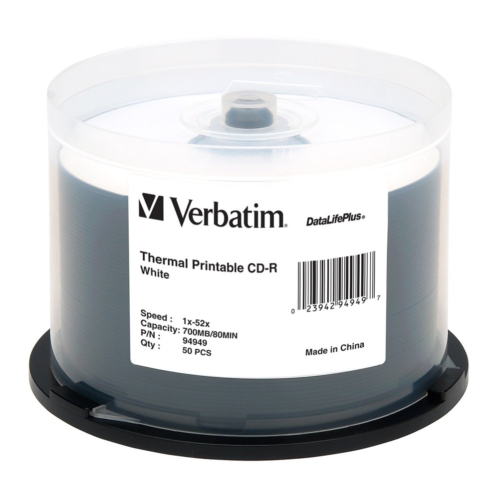 Verbatim CD-R 700MB White Thermal 52x (50 Pack) image