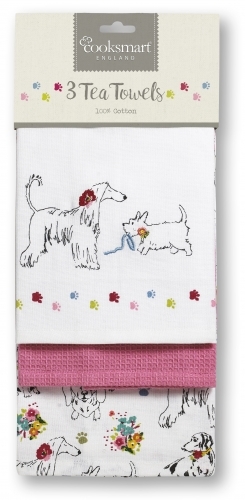 Cooksmart 3 Pack Tea Towels - Dapper Dogs