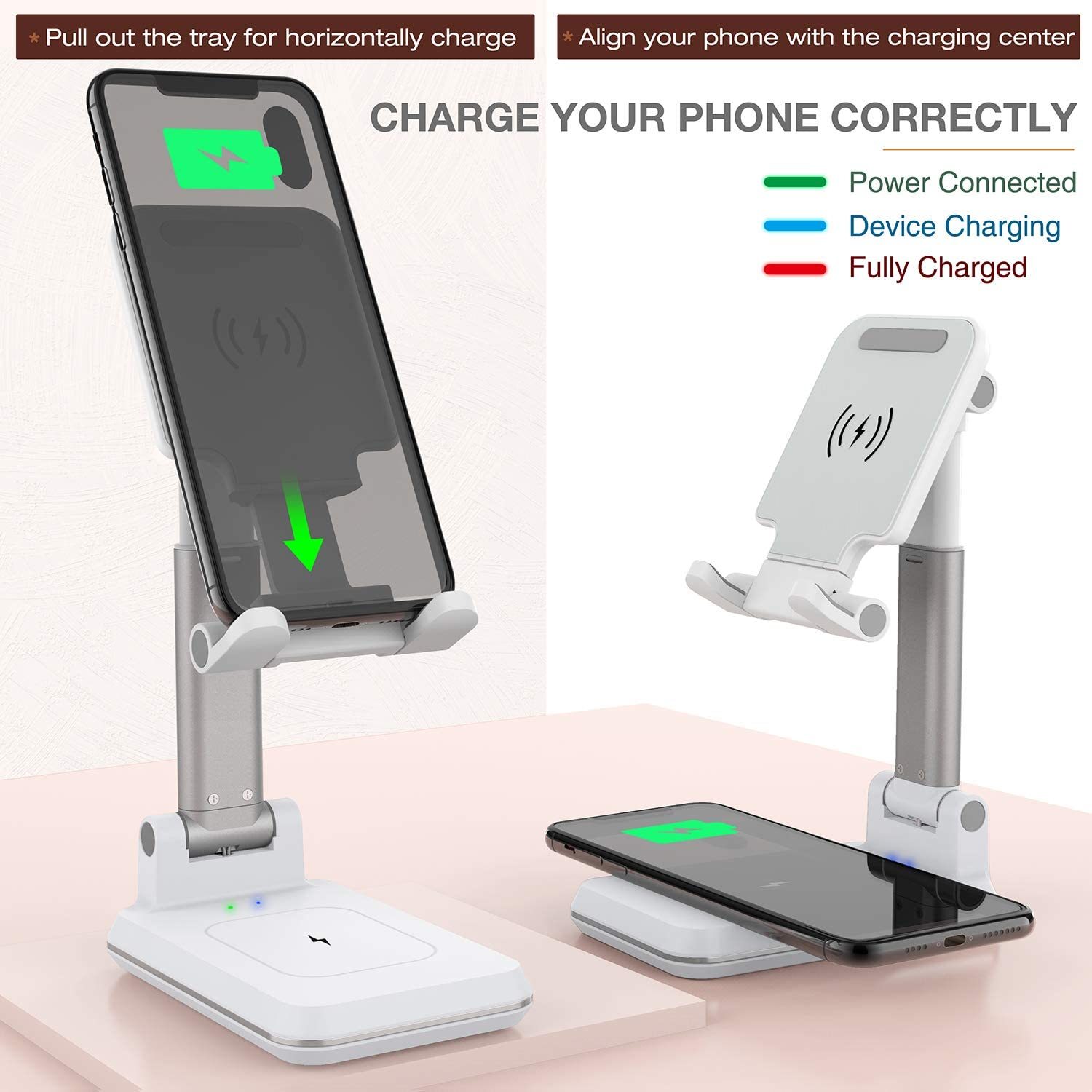 2-in-1 Dual Wireless Charging Stand - White image