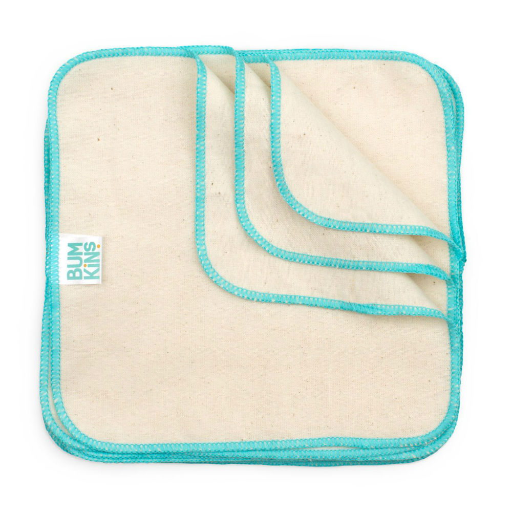 Bumkins: Reusable Baby Wipes - Natural/Aqua Trim (12Pk) image