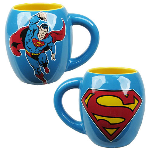 Superman Flying Blue Oval Mug image