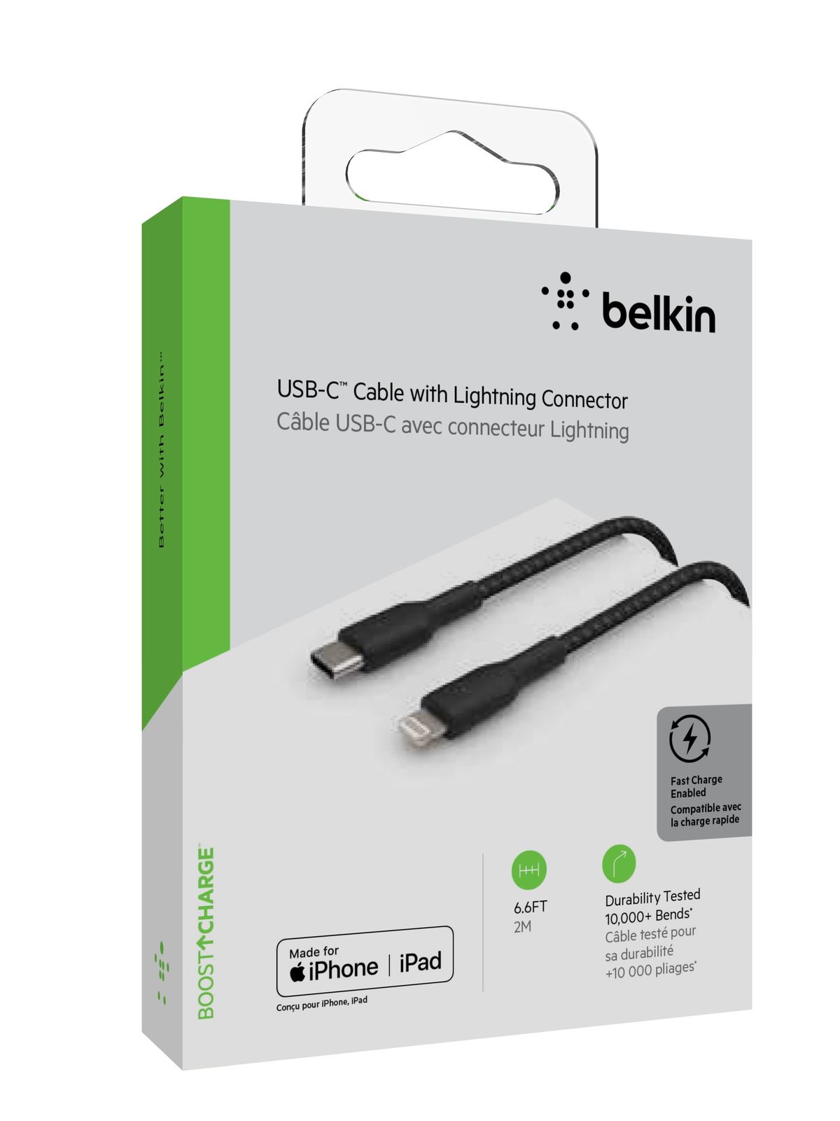 Belkin: Boost Up Charge USB-C To Lightning Braided Cable, 2m Black image