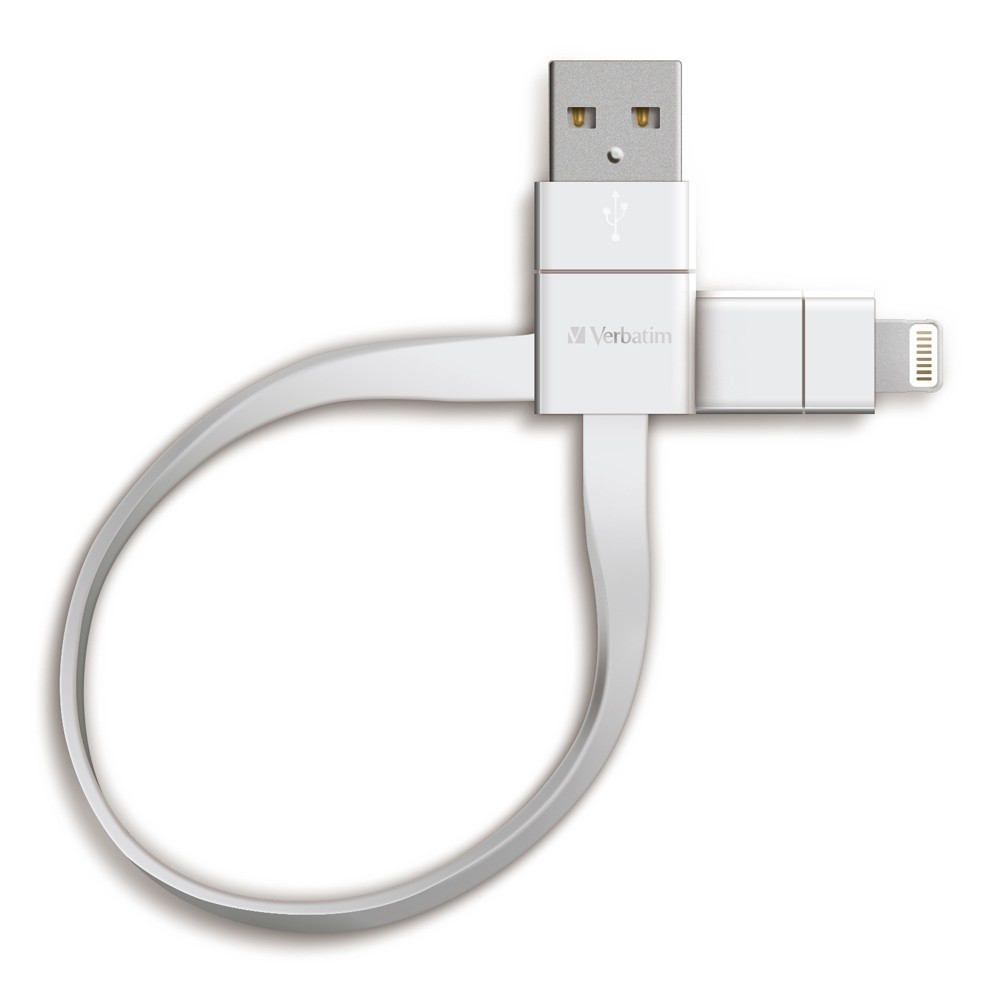 Verbatim Super Flexable Flat Pin Charge & Sync Lightning Cable - White image