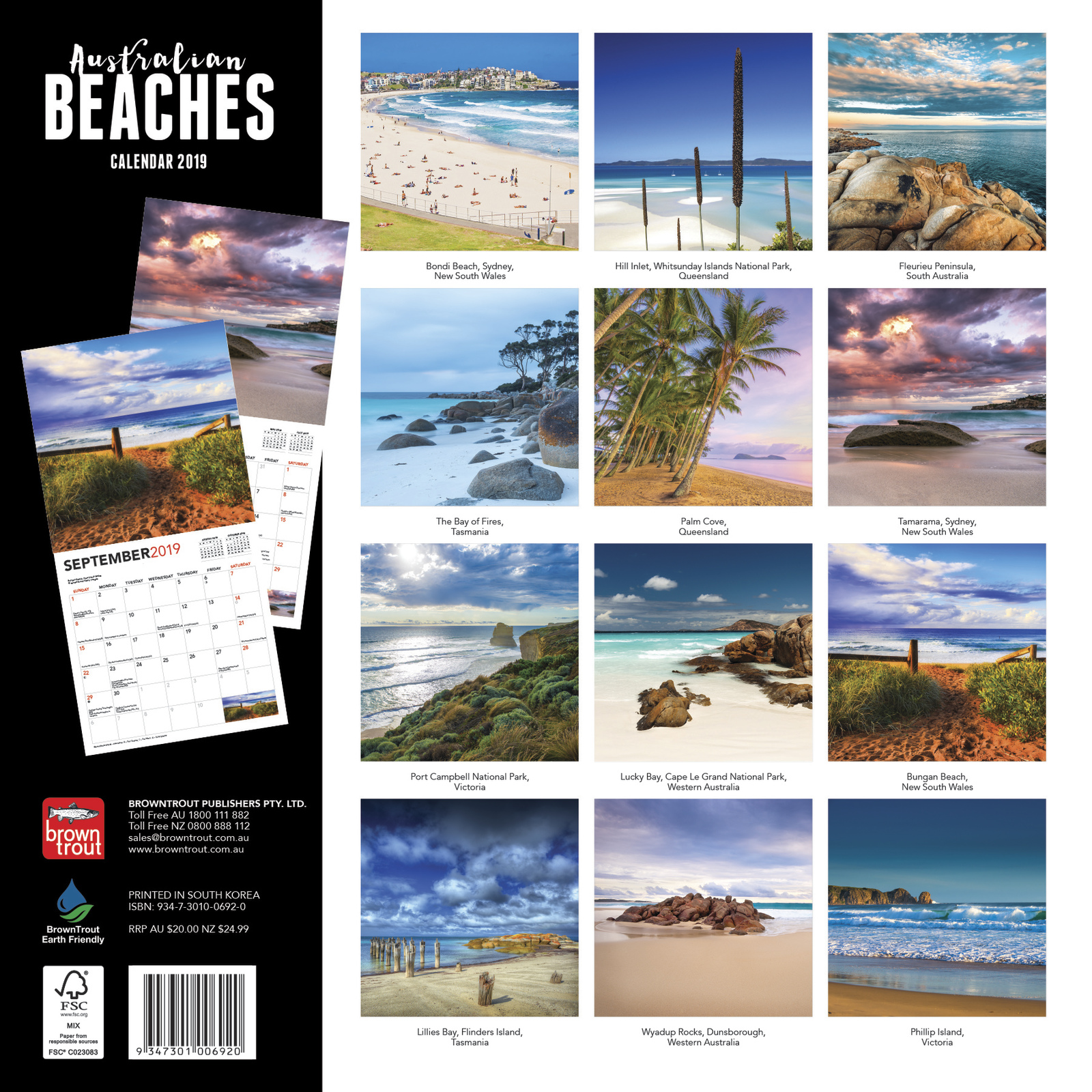 Australian Beaches 2019 Square Wall Calendar image