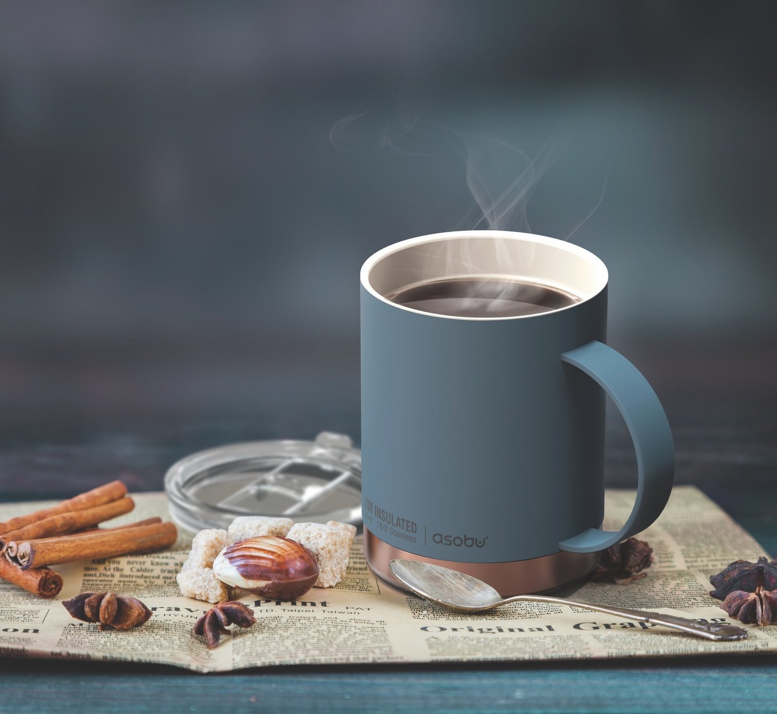 Asobu: Ultimate Insulated Coffee Mug (Baby Blue/Copper) image