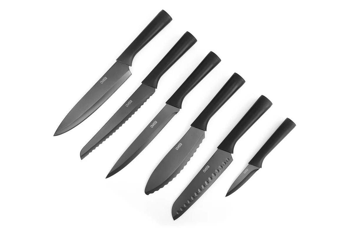 Ovela Black Stainless Steel Knife Set at Mighty Ape Australia