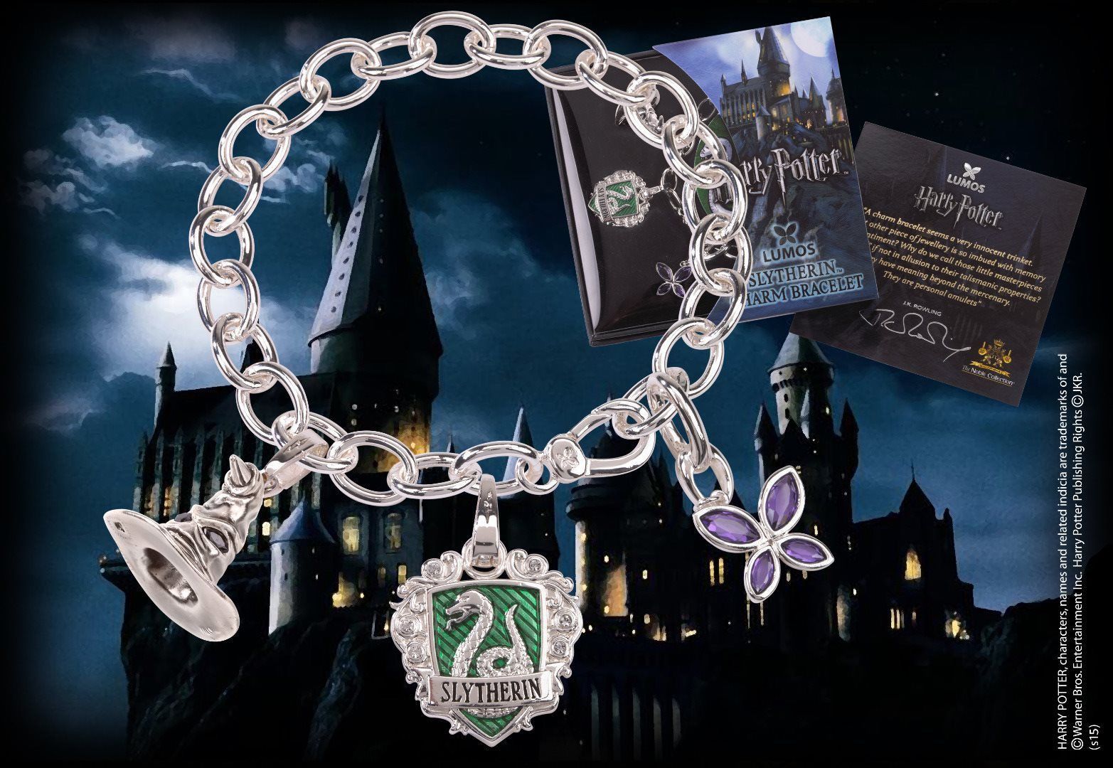 Harry Potter Charm Bracelet Lumos Slytherin (silver plated) Women's