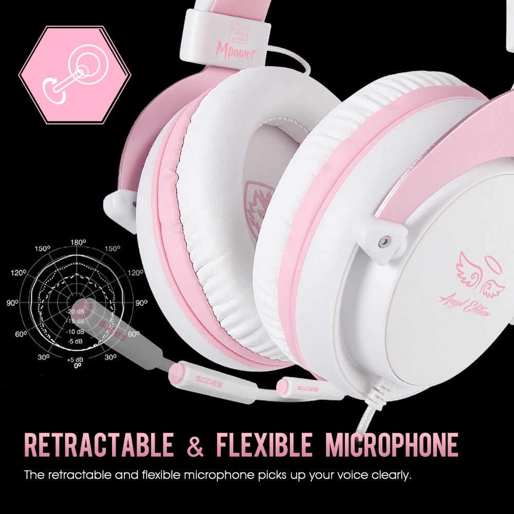 SADES M-Power Gaming Headset (Pink) for Switch, PC, PS4, Xbox One image