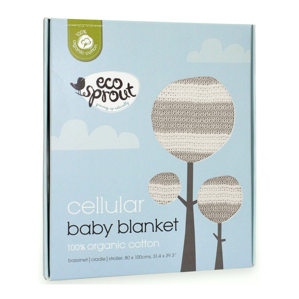 Ecosprout: Cotton Cellular Bassinet Blanket - Natural/Dove Grey Stripe